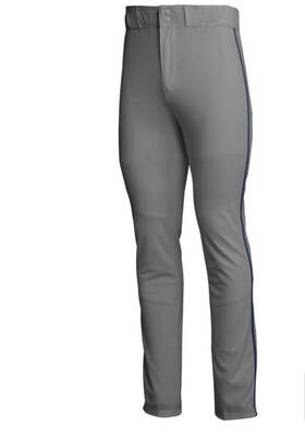 Adidas 194829610882 Icon Pro Gray-navy Piping Open Hem Baseball Pants.size Youth S