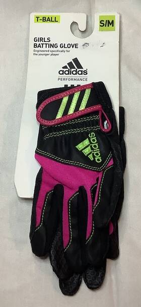 Bbg00043 Adidas Girls Softball Gloves Pink Black Stretch Size S/m New