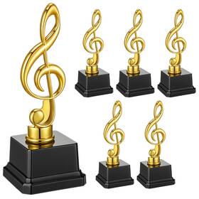 Xix-affrolling-0425 Affrolling 6 Pcs Small Gold Music Trophies 6.7 Inch Plastic Note Trophy Awards For Xix-affrolling-0425 Affrolling 6 Pcs Small Gold Music Trophies 6.7 Inch Plastic Note Trophy Awards For
