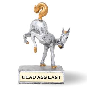 Alpha Awards 601133245186 Engraved Horses Rear Bobblehead Award Last Place Trophy Dead Axx