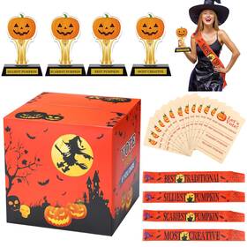 Tea-arrowbash-2437 Arrowbash Halloween Pumpkin Carving Contest Kit 59 Pcs Ballots Trophies Sashes Party Su
