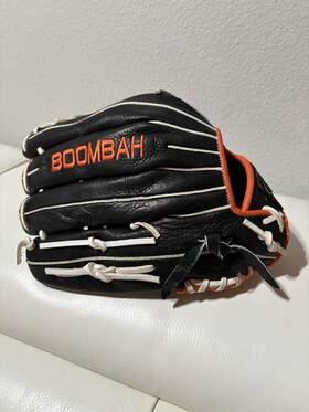 Fgrb2-1275 Boombah Baseball Glove Black And Orange Right Hand Throw Vtg 10 Inch
