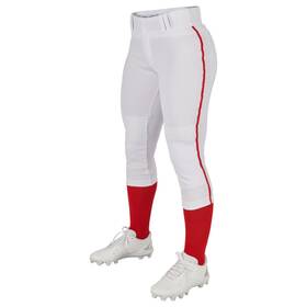 Bp11py-wh Champro Bp11py-wh/rd-s Tournament Womens Traditional Low Rise Pant With Braid White Scarlet Large