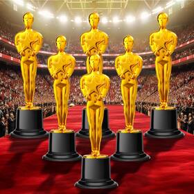 Cojosqc 027685595263 6pcs Mini Plastic Trophy Award Hollywood Theme Party Decorations For