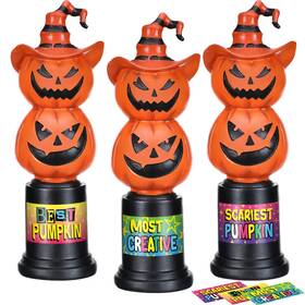 Jyi-colingmill-0501 Colingmill 3 Pcs Halloween Pumpkin Trophy 7.1 Inch Jack O Lantern Costume Funny H