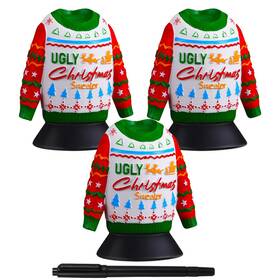 Kao-croblissful-3815 Croblissful 3 Pcs Ugly Christmas Sweater Trophy Party Award Game Prize Adult Xmas Contest