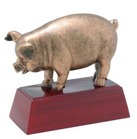 Decade Awards Rs-462 Sculpted Gold Pig Trophy Small - 4 Inch Tall Bbq Smoke Off Competition Awa