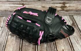 D450 Diamond 029807066583 Game Ready Fielding Rht Softball Glove Mitt Black Pink 11.5 Inch Nwot