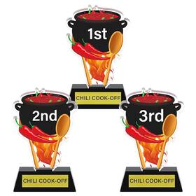 Mee-doublefill-4331 Doublefill 3 Pcs Chili Cook Off Trophies 1st 2nd 3rd Place Medals 5 Inch Acrylic C Mee-doublefill-4331 Doublefill 3 Pcs Chili Cook Off Trophies 1st 2nd 3rd Place Medals 5 Inch Acrylic C