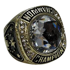Express Medals 680083541265 Champion Gold Color Trophy Ring With Clear Synthetic Center Stone Award Gift