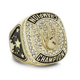 Express Medals 680083541357 Champion Gold Bowling Trophy Ring Award Gift Fantasy Prize With Display Neck