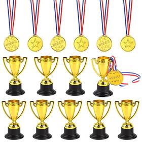 Fepito 742186399317 30 Pcs Trophies Medals Set 10pcs Gold Plastic Trophy Cup And 20pcs Winner Med Fepito 742186399317 30 Pcs Trophies Medals Set 10pcs Gold Plastic Trophy Cup And 20pcs Winner Med