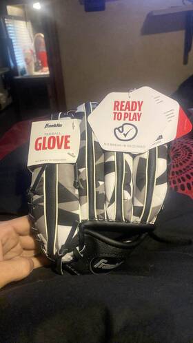 Franklin 025725539414 Tee Ball Glove 9.5 Inch Ready Left Hand Youth Black White Gray Camo