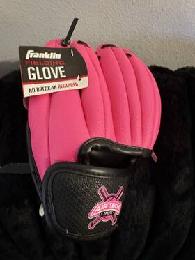 1181000186 Franklin 9.5 Inch Pink Black Fielding Glove No Break-in Baseball Softball