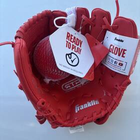 22734-9 Franklin Youth Red 9 Inch Tee Ball Glove Right Hand Throw New