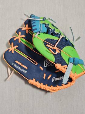 22812l Franklin Teeball Glove Size 9 1/2 Inch Green/orange/blue - Left Handed