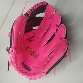 24950 Franklin Youth T-ball Baseball Glove Inferno Pink And Black Fits Left Hand