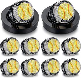 Ep-highergo-0860 Highergo 10pcs Softball Soccer Baseball Mvp Championship Trophy Ring With Displa Ep-highergo-0860 Highergo 10pcs Softball Soccer Baseball Mvp Championship Trophy Ring With Displa