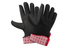 120201-11 Kitchen Grips 5-finger Glove Set Of 2 10.25 Inch Cherry/white Woven