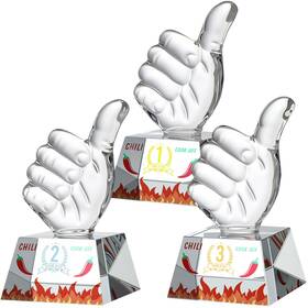 Koo-leinuosen-1722 Leinuosen 3 Pcs Chili Cook Off Crystal Trophies Pepper Prizes