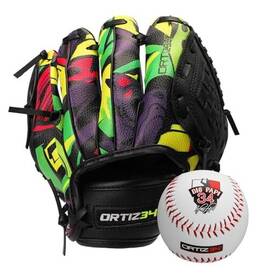 Lifeworks Technology Inc. 812350215597 9 Inch Graffiti T-ball Glove- David Ortiz Youth Baseball Green/purple