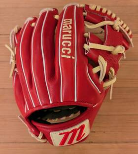 5982782 Marucci Cypress Series 11.5 Inch Red/camel Infield Baseball Glove