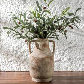 Mitt&ditt 705353276194 Ceramic Flower Vase With Handles 11 Inch Tall For Centerpieces