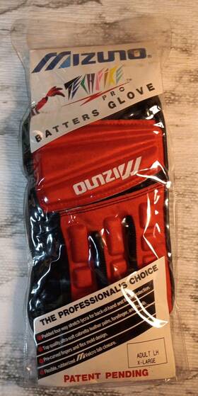 Mizuno 041969155882 Techfire Pro Batters Glove Adult X-large Xl New Vtg Left Hand Lh Red Mizuno 041969155882 Techfire Pro Batters Glove Adult X-large Xl New Vtg Left Hand Lh Red