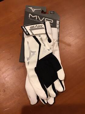 150305-op Mizuno Mvp Baseball Batting Gloves White And Black Adult Men S Size Xl Nwt