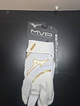 330424.0074.03.s Mizuno Mvp Adult Baseball Batting Glove White-gold Small