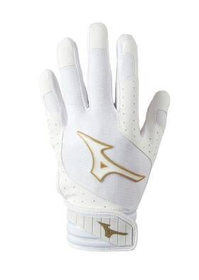 330428.0074.06.m Mizuno Finch Youth Softball Padded Batting Glove White-gold Medium