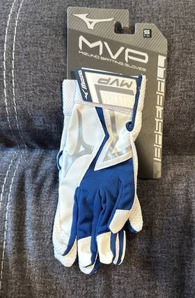 330440.0000.03 Mizuno Unisex Pro Mvp Select Batting Glove Gloves Adult White Blue S New