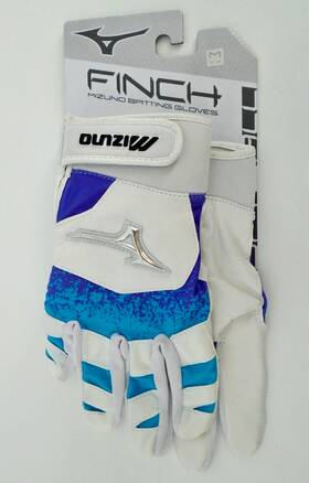 Mizuno 889961306648 Finch Softball Batting Gloves Womens Medium Blue Mirage/purple Plumeria