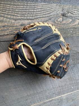 Mizuno 889961486234 Samurai 33 Inch Youth Catchers Glove Black Almond Left Hand Mitt Leather