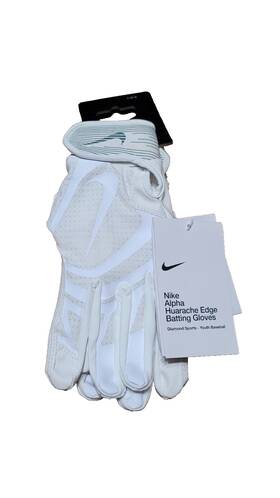 88584 Nike Alpha Huarache Edge Youth Large White Batting Gloves New Baseball Free Ship 88584 Nike Alpha Huarache Edge Youth Large White Batting Gloves New Baseball Free Ship
