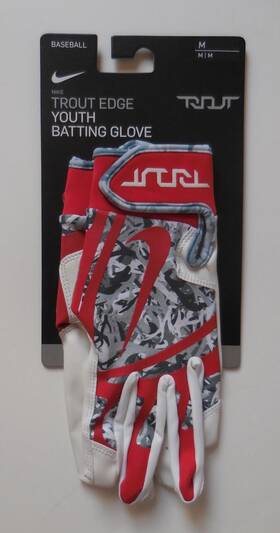 Nike 887791153968 Trout Edge Batting Gloves Youth University Red/white/grey Medium