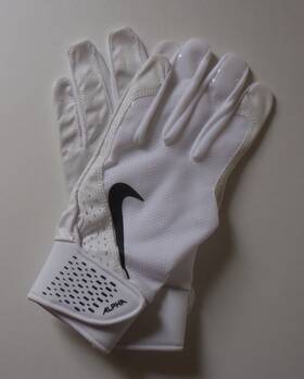 Nike 887791734594 Alpha Text Batting Gloves Adult Unisex White/white/white/black Large