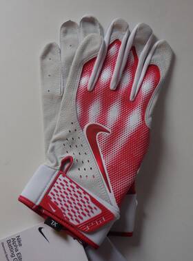 Nike 887791736741 Alpha Elite Text Batting Gloves Adult Unisex White/university Red Xl
