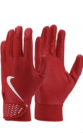Nike 887791737434 Alpha Rouge. Adult Batting Gloves. Red. Large. New Nike 887791737434 Alpha Rouge. Adult Batting Gloves. Red. Large. New