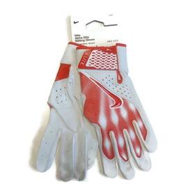 Fb2310 Nike Alpha Elite Baseball Batting Gloves Mens Xl Diamond Sports White Gray Red
