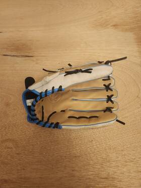 G71300 Phinix Right Hand Throw Softball Glove 13 Inch Cream/ Blue Adjustable Wrist