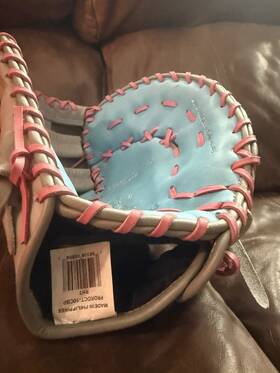Prodc7-10oedp Rawlings 08004 Leather Baseball Softball Glove Gray Blue Pink Rht