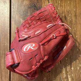 H105s Rawlings 083321472787 Highlight Series Red Leather Youth Baseball Glove 10.5 Inch Rht Nice
