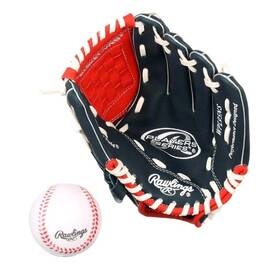 Rawlings 083321743702 Players Series Baseball Glove With Ball 9.5 Inch Red/navy Right Hand