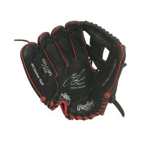 Rawlings 083321792175 Mark Of A Pro Lite Youth Baseball Glove Left Hand Throw 11 Inch Black/red