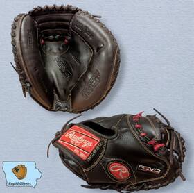 6sc33cm Rawlings Solid Core Revo 33 Inch Rht Catchers Mitt - Rare Relaced And Game Ready