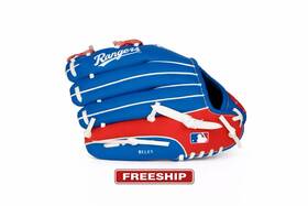 Bele5 Rawlings Texas Rangers Youth Baseball Glove 10 Inch Blue Red White Leather