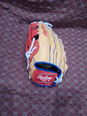 D12hcpt Rawlings Youth Leather Baseball Softball Glove Mitt 12 Inch Red White Blue