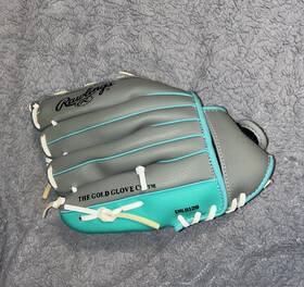 Rawlings Erl812b Player Series 12 Inch Leather Baseball Softball Glove Gray Teal White