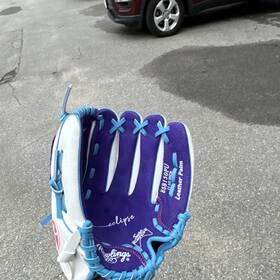 Esb150pu Rawlings Eclipse Girls Softball Glove 12 Inch Leather Palm Purple White Right